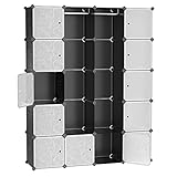 SONGMICS Garderobe Kleiderschrank Mit 2 Kleiderstange, modularer Kombischrank, platzsparendes Steckregalsystem, 143 x 36 x 178 cm, schwarz LPC30H