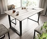 DELIFE Esstisch Adesso Eicheoptik 140x90 Schweizer Kante Kufe schwarz