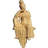 BinOxy Sculpture/Statue Deko Boxwood 13cm Guanyin Bodhisattva Wohnkultur Holz Skulptur Schutz Haus Friedenszirksdekoration Geeignet for Home Office Hotel Skulpturen Deko