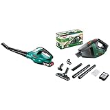 Bosch Akku Laubbläser ALB 18 LI (ohne Akku, 18 V, 1,8 kg, 210 km/h Luftgeschwindigkeit) Schwarz/Grün & Akku Staubsauger UniversalVac 18 (ohne Akku, 18 Volt Sytem, im Karton), Grün
