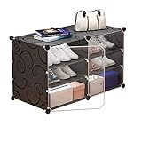 HWSY Partition Schuhregal 2 Säulen 3 Tier Kunststoff Withdoor Herausnehmbare Aufbewahrung 12 Paar Schuhe Schlafsaal Wohnzimmer Schwarz 85X32X49CM (Color : Black) Interesting