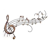 Iron Wall Sculptures Music Metal Wall Decor Retro Wall Decoration Music Decor Musical Sculpture Statue for Bedroom Living Room 39.3'x20.4' Wall Art Decor