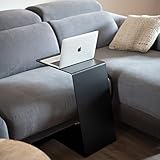 MILUKA Beistelltisch Schwarz | Couchtisch, Wohnzimmertisch oder Sofatisch | Laptoptisch für Couch, Sofatablett, betttisch, Beistelltisch Sofa | Beistelltisch C Form Aus ochwertigem Metall (Schwarz)