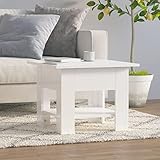 JUNZAI Couchtisch, Living Room Table, Wohnzimmertisch, Beistelltisch, Side Table & End Table, Coffee Table, Kaffeetisch, Hochglanz-Weiß 55x55x42 cm Spanplatte