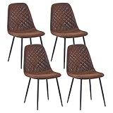 JYMTOM 4er-Set Esszimmerstühle Wohnzimmerstuhl Sessel mit Rückenlehne Sessel Stuhl Scandinavian Vintage aus künstlichem Wildleder mit Stahlbeinen in Schwarz (4, braun)