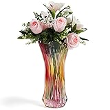 Belle Vous Große Vase in Phönixschwanz Form - 28,5 cm Hohe Vase aus Dickem Glas - Glasvase Zylinder Blumenvase Modern & Dekorativ - Für Zuhause, Hochzeit, Geschenk, Tisch- & Bürodekoration