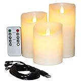 Xmiral LED-Licht romantische flammenlose flackernde Kerze 3PCS Simulation Nachtdekor Kranzständer Holz