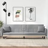 CIADAZ Schlafsofa mit Getränkehaltern Hellgrau Stoff Sofa Mit Schlaffunktion, Schlafcouch, Sofabett, Sofa Klein, Sofa Bed, Couchbett, Sitzecke Wohnzimmer, Living Sofa