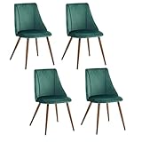 MEUBLE COSY Esszimmerstühle 4er Set Küchenstühle Ergonomisch Wohnzimmerstuhl Sessel mit Rückenlehne Sitzfläche aus Samt Metallbeine, Grün, 52.5x49.5x83cm