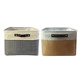 Dasertoe 1 Set faltbare Aufbewahrungsbox aus Stoff, Baumwolle, Leinen, Aufbewahrungskorb, Organizer-Box mit Griffen