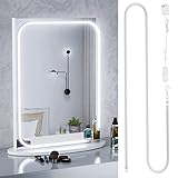 RGH LIGHTING LED Spiegelleuchte, Dimmbar Tageslichtweiß Schminklicht Spiegellampe, ETL-Zulassung 24V Selbstklebende Make Up Licht für Schminkspiegel, Ganzkörperspiegel und Badezimmerspiegel, 2M