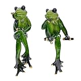 Cabilock 1 Paar Frosch Figur Garten Statue Skulpturen Harz Dekofigur Gartenfiguren Weihnachten Ornamente Gartendeko Tiere für Moos Blumentopf Dekoration Rasen Terrassen Deko