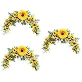 GANAZONO 3 Stück Kranz Hochzeitsdekoration Sommerkränze Weingirlande Geburtstagskranz Türkränze Hängendes Willkommensschild Künstliche Sonnenblumengirlanden Girlande Verzierung