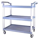 Servierwagen Küchenwagen, 3-stufiger Abnehmbarer Catering-Servierwagen mit Rädern und Griff, PP Rollen Utility Cart, Grau (Size : 103×50×99cm)