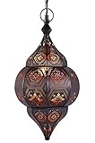 Orientalische Lampe Pendelleuchte Schwarz Layan 40cm E14 Lampenfassung | Marokkanische Design Hängeleuchte Leuchte aus Marokko | Orient Lampen für Wohnzimmer Küche oder Hängend über den Esstisch