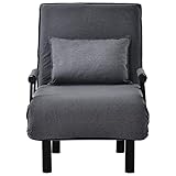 HUMNZR Schlafsofa, Klappsofa mit Lendenkissen, 6-stufig Verstellbarer Rückenlehne Lazy Sofa 150 kg ertragender Schlafsessel,Grey