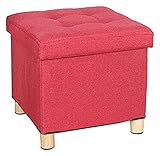 DAZulI Schuhschrank Hocker Aufbewahrung Truhe Fußhocker, Ablage Sofa Hocker Stuhl Hellweinrot Multifunktion mit hochelastischer Schwammfüllung / 38 * 38 * 33 cm (Größe: 38 * 38 * 33 cm)