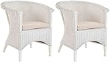 Krines Home 2er Set Eleganter Rattan Clubsessel Rattan Wintergarten Sessel Loungesessel (Weiss)