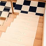 Teppich-Treppenstufen, rutschfest, 7er-Set, Fluoreszierende Libelle, Selbstklebende Treppenpads für den Innenbereich, Treppenstufen für Sicherheit und Schönheit, rutschfest,beige,70x22x4,5 c