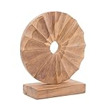 CREEDWOOD Natur SKULPTUR Circular | Teakholz, 36 cm | Runde Dekoskulptur, Wurzelholz Figur, Massivholz Skulptur, Holz Skulptur, Teakskulptur, Holz Statue