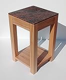 Martin Weddeling Blumenhocker Beistelltisch Kernbuche massiv mit Ablageboden + Granit Multicolor Red. Maße : 30x30x50cm hoch.