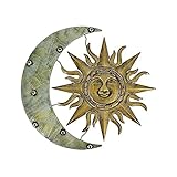 DREANNI MetallSonne und MondWandkunst, Dekoration für den Außenbereich, 3DMetallwand, Sonne, Mond, Wanddekoration, künstlerischer Sonne, Mond mit Stern, MetallWandskulptur für Zuhause, Garten,