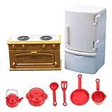 Hohopeti 1 Set Herd Kühlschrank Modell Kinder Mini Kühlschrank Mini Herd Werkzeug Spielzeug Miniatur Küche Zubehör Puppe Küche Miniatur Küche Möbel Mini Küche Prop Miniatur Dinge PVC