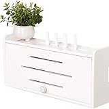Dongbin Set Top Box Regal Massivholz Wandmontiertes WLAN-Netzkabel Router Wandkasten Aufbewahrungsbox/Drahtlos/Wandmontage Massivholz/Lagerregal/Wandabschirmung/Stanzen,Weiß
