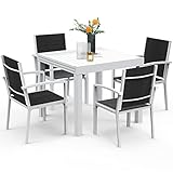 Homall Gartenmöbel Set für 4~6 Personen - 4 Gartenstühle mit Tisch - Aluminium Gartengarnitur Wetterfest