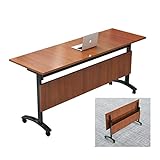 Mobiler Trainingstisch mit Klappdeckel, Faltbarer rechteckiger Seminar-Trainingstisch mit feststellbaren Rädern, Schreibtisch im Sitzungssaal (Farbe: Braun, Größe: 120 * 60 * 74 cm) (Braun 160 * 60 *