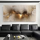 HEHGVCF Abstrakte Moderne Leinwandbilder 80x160cm,Poster Vintage Gold Kunstdrucke Wanddekoration,Abstrakte Bilder Wohnzimmer Leinwand Gold,Ohne Rahmen (Gold, 70x140cm)