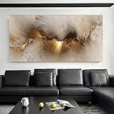 HEHGVCF Abstrakte Moderne Leinwandbilder 80x160cm,Poster Vintage Gold Kunstdrucke Wanddekoration,Abstrakte Bilder Wohnzimmer Leinwand Gold,Ohne Rahmen (Gold, 80x160cm)