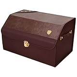 Auto Kofferraum Organizer Aufbewahrungsbox für Kia K2 K3 KS3 K4 K5 KX Cross KX3 KX5 Rio Leder Kofferraum Box Autotasche Rutschfester Mit Deckel Langlebig,Brown Style-M