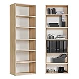 mokebo® Bücherregal Braun aus Holz 'Der Bücherwurm', Schuhregal, Holzregal, Standregal fürs Wohnzimmer, Büro, Kinderzimmer, Regal groß für die Wand mit viel Stauraum, 60cm Breite in Sonoma Eiche