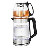 Teekocher | 1500 Watt | Wasserkocher, Teemaschine, Tee Maschine, Tee | 1.8 Liter & 1.2 Liter | Trockenlaufschutz | Kabellose 360° Basis | hochwertigem & hitzebständigen Glas