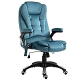 Vinsetto Massagesessel Chefsessel mit Massagefunktion höhenverstellbarer Drehstuhl ergonomischer Gamingstuhl Bürostuhl Massage Blau 67 x 74 x 107-116 cm