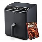 COSORI Heißluftfritteuse mit Doppeltes Heizelement Tech, 6,4 L Smart Airfryer mit Full Touch Screen, 12 Multifunktionen, 60 Online Deutsch Rezept, 1700W, Dunkelgrau