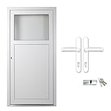 kuporta Kunststoff Kellertür Jasmin weiß nach Maß DIN rechts nach außen öffnend mit Drücker/Drücker