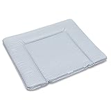 Fillikid Baby Wickelauflage Softy 75x85 cm mit Umrandung, weiche Auflage für Wickelkommode - abwaschbar, kleine Punkte - Grau