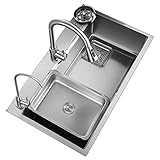 Küchen Silbernes Quadratisches Küchenspülbecken Robustes Einzelbecken-Spülbecken Aus Edelstahl Gemüsebecken Unter Dem Aufsatzbecken Barwaschbecken Küchenspülen (Color : Silver, S : 75 * 45 * 22cm)