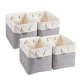 Mangata Aufbewahrungsbox Stoff,33 x 38 x 33 cm Großer Aufbewahrungskorb, Korb Aufbewahrung für Schrank, Regal,Kleidung(Grau/weiß, 4 Pack)