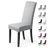 Stuhlhussen 4 Stück, Stretch-Stuhlbezug elastische Moderne Husse Elasthan Stretchhusse Stuhlbezug Stuhlüberzug .bi-Elastic Spannbezug, sehr pflegeleicht und langlebig Universal - (4 StückSilber-Grau)