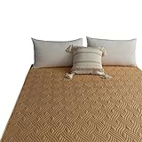 Spannbettlaken Bettlaken Premium Luxus Tagesdecken Blätter Grau Gewaschener Baumwollstoff Matratzenbezug Bettlaken, Matratzenhöhe bis 25 cm (180 * 200,Braun)