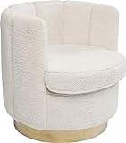 Kare Design Sessel Silhouette Fur Weiß, runder, weißer Relaxsessel mit Fuß in der Farbe Gold, Sessel in Fell Optik mit Armlehnen, (H/B/T) 71x79x60cm