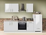 expendio Küchenzeile Unico 270 cm Hochglanz weiß mit E-Geräten Küchenblock Einbauküche Komplett-Küche Korpus Weiss
