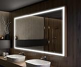 FORAM Badspiegel 140x60 cm mit LED Beleuchtung und Abdeckung- Wählen Sie Zubehör - Individuell Nach Maß - Beleuchtet Wandspiegel Lichtspiegel Badezimmerspiegel - LED Farbe zu Wählen L49