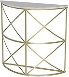 Villa-Eingangskonsolentische, Halbrunder Marmor-Wandtisch, Feste, Langlebige Konsolentische Für Den Flur, Schlank,Gold,80 * 25 * 80 cm,Amazing23