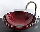 Nero Aufsatz Glas Waschbecken rot Siena 42cm rund Waschschale
