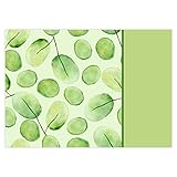 100 Tischunterlagen mit Wasserfarben-Motiv I Blätter in Grün I DIN A3 eckig I Platz-Set aus Papier I modernes Design I Einweg Tischset I Gastronomie und Haushalt I dv_1081
