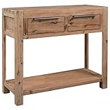 vidaXL Akazienholz Massiv Konsolentisch mit 2 Schubladen Konsole Beistelltisch Sideboard Flurtisch Ablagetisch Holztisch Wandtisch 82x33x73cm